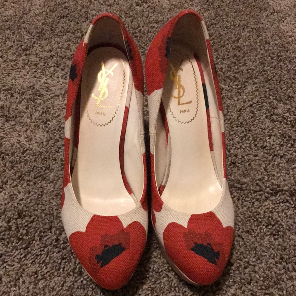 *SOLD*  YSL Floral Wedges